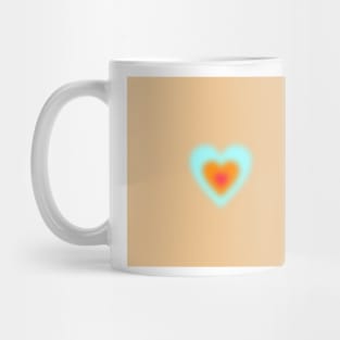 orange and blue heart aura print Mug